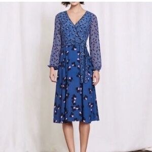 Boden Eden Navy Blue Floral Print Dress | Size 6